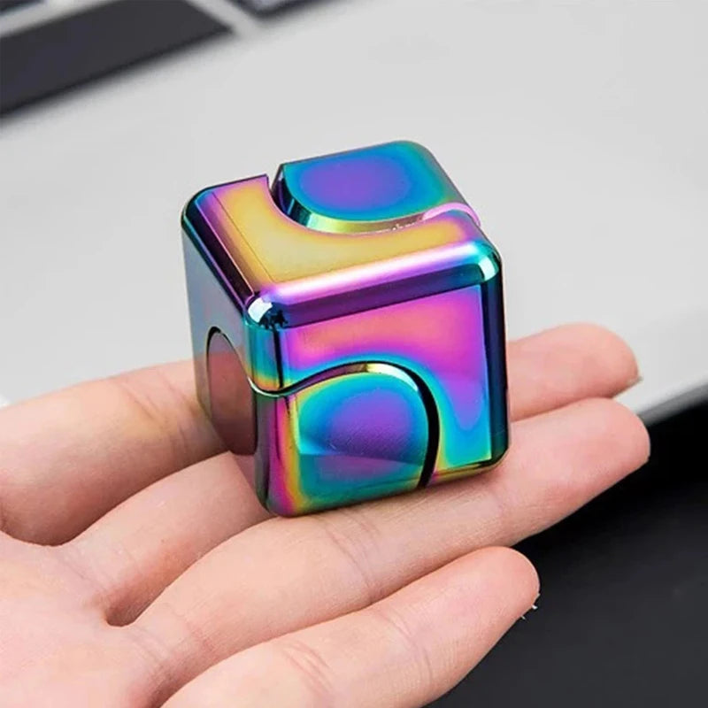 metal hand spinner – square stress relief gadget for anxiety & focus