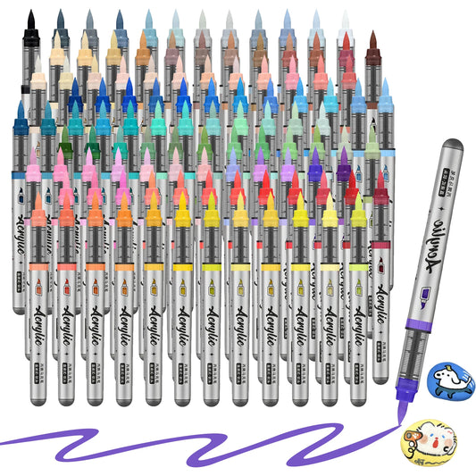 12-Piece Brush Tip Acrylic Paint Markers – 12 Colors, Artist Set for Crafts & Journaling
